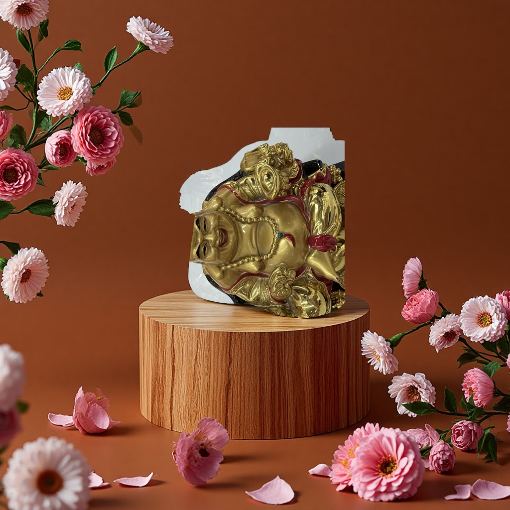 Golden Maitreya Buddha resin carved handicrafts, home decorations, living room ornaments detail image 4