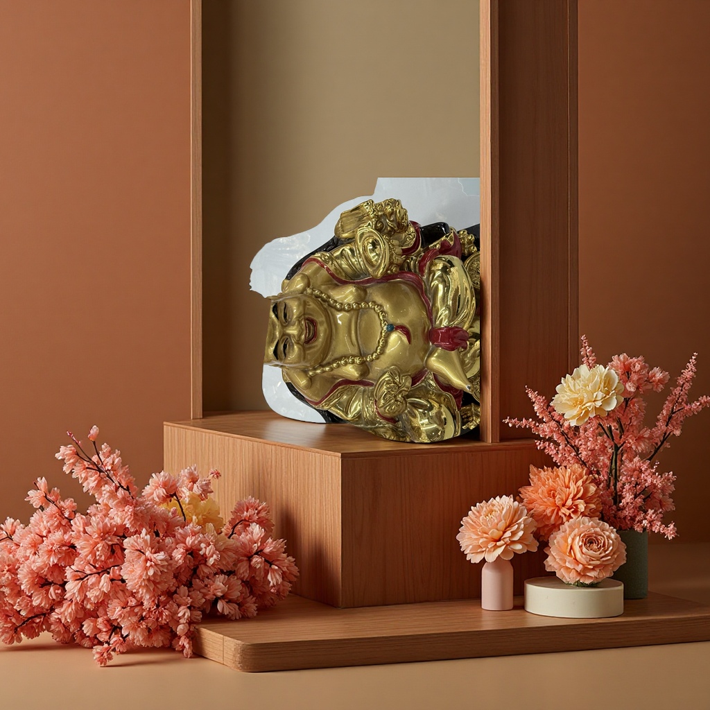 Golden Maitreya Buddha resin carved handicrafts, home decorations, living room ornaments detail image 2