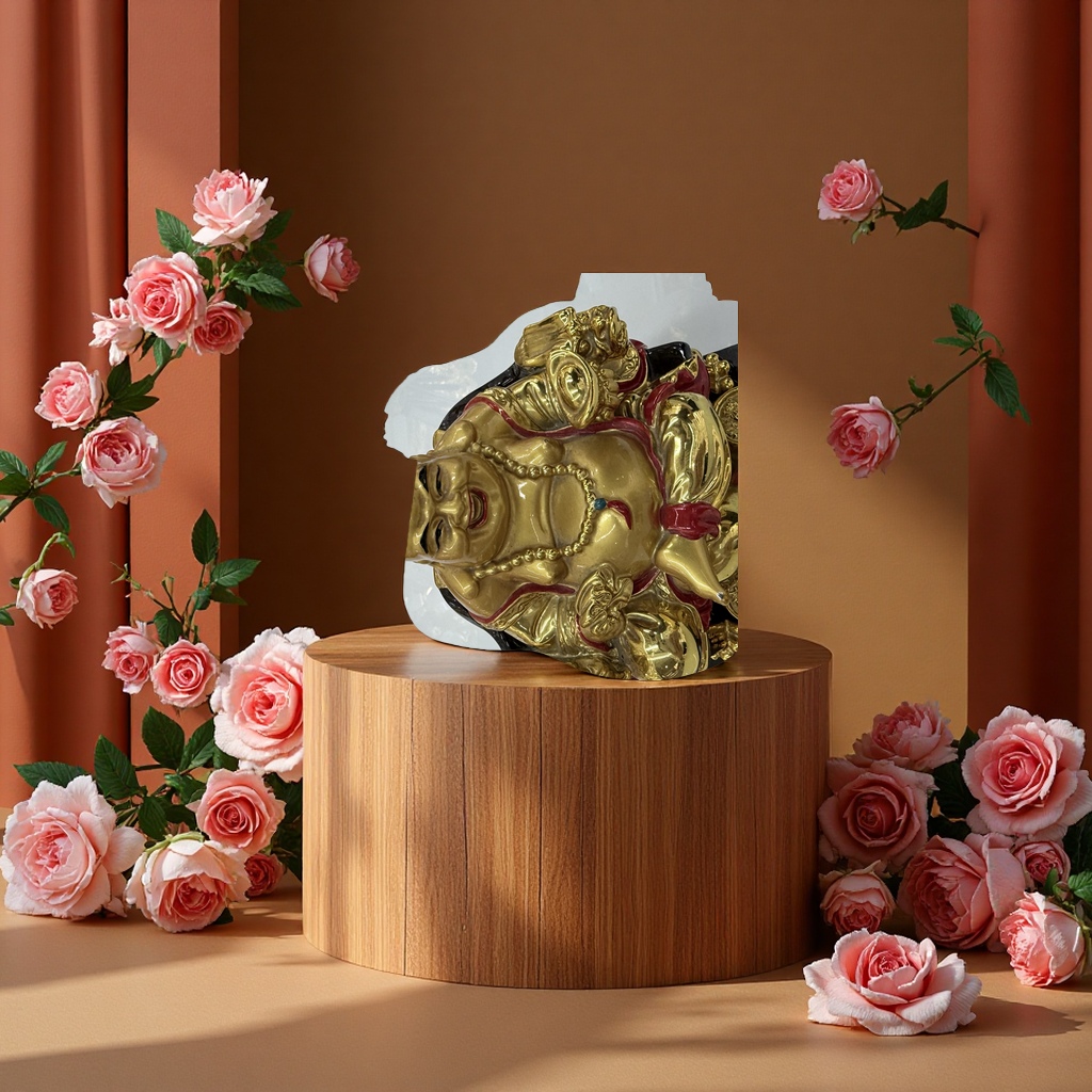 Golden Maitreya Buddha resin carved handicrafts, home decorations, living room ornaments