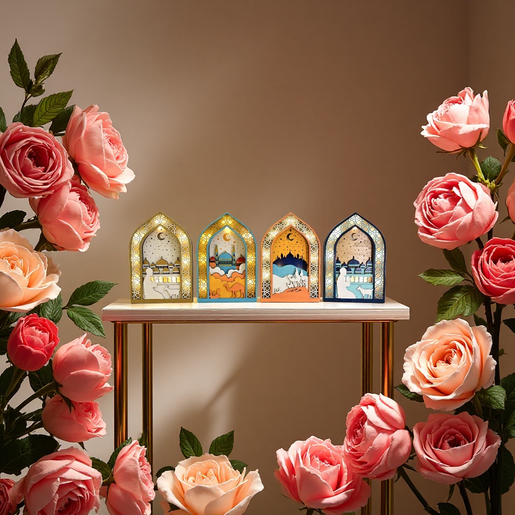 Ironwork wind lanterns, Ramadan Muslim picture decorative lamps, indoor hanging lamps details Picture