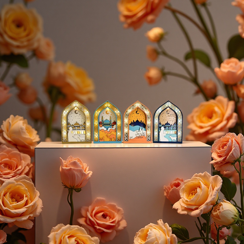 Ironwork wind lanterns, Ramadan Muslim picture decorative lamps, indoor hanging lamps Application Scenario