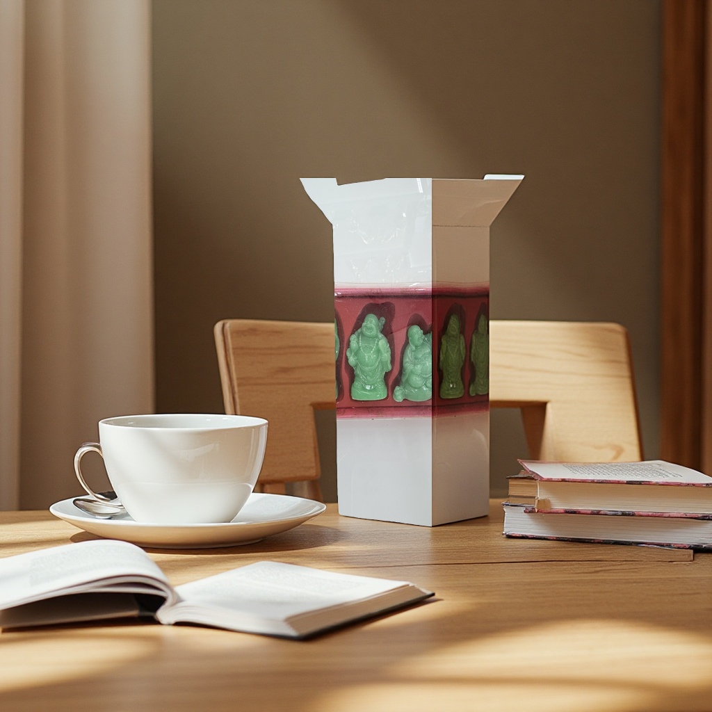 Six blue Maitreya Buddha resin craft ornaments for home decoration, Buddha statue ornaments