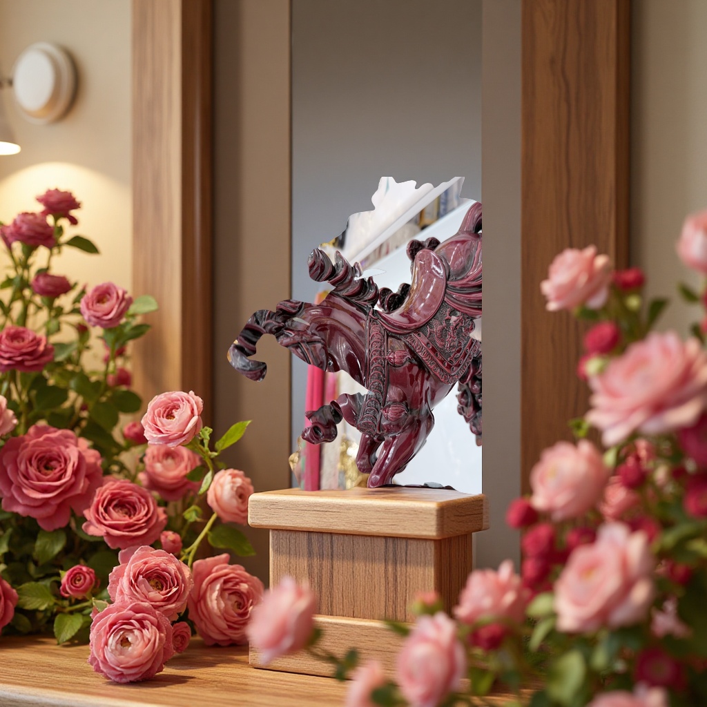 Red horse resin handicraft ornaments, hand-carved decorative ornaments, home decoration items Specification image
