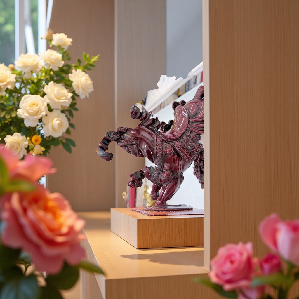 Red horse resin handicraft ornaments, hand-carved decorative ornaments, home decoration items details Picture