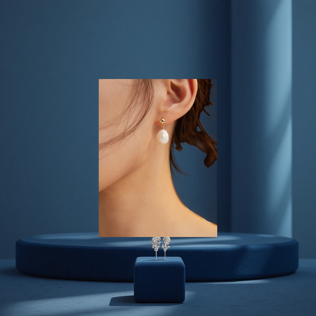 Benxi S925 silver jewelry, freshwater pearl plain stud earrings, simple and fashionable pearl earrings details Picture
