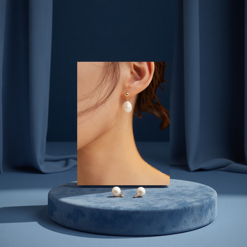 Benxi S925 silver jewelry, freshwater pearl plain stud earrings, simple and fashionable pearl earrings