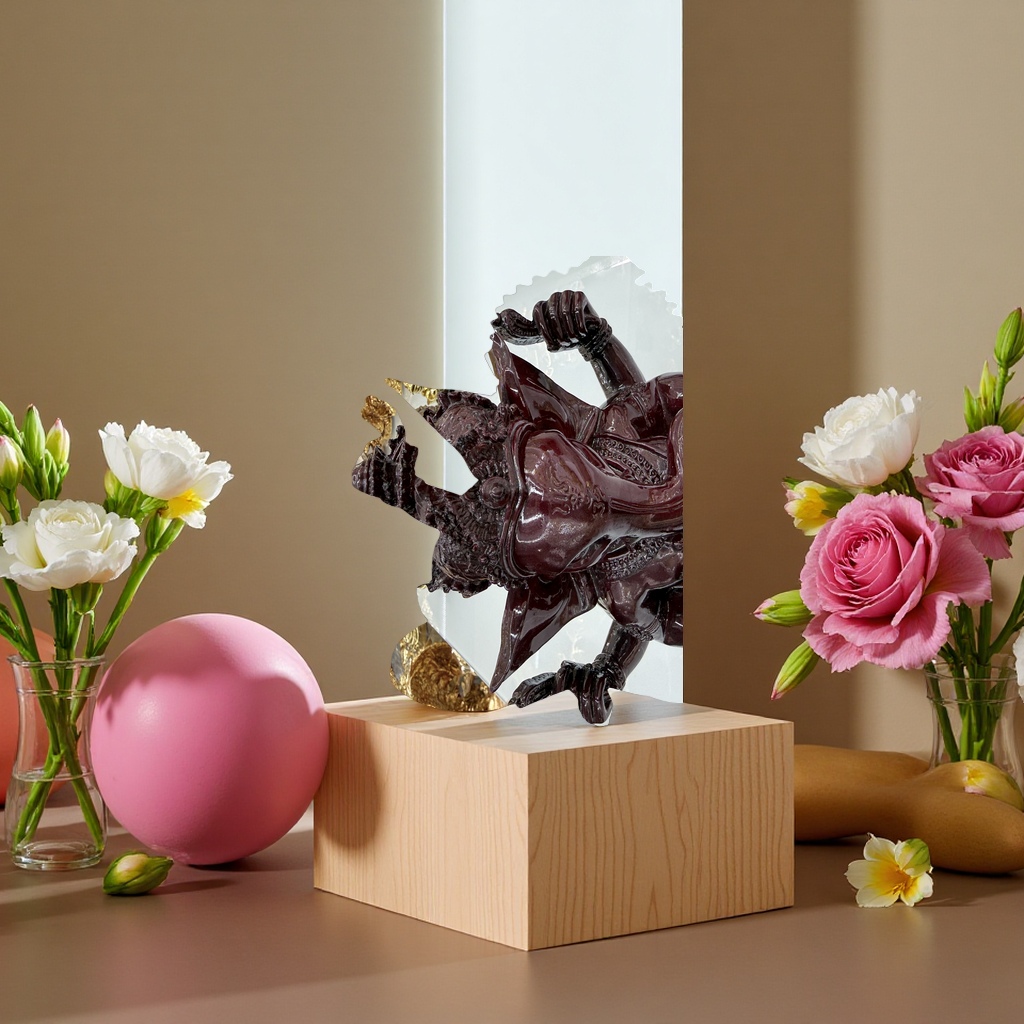 Red elephant god resin craft ornaments, living room decorative ornaments, art collectibles Application Scenario