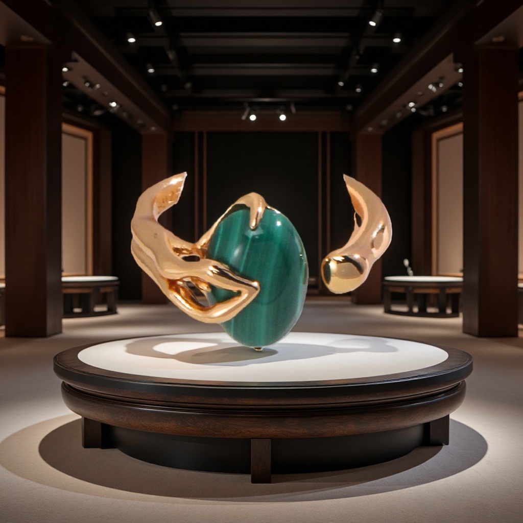 This evening's silver jewelry is made of 925 sterling silver and natural malachite, featuring a classic accessory