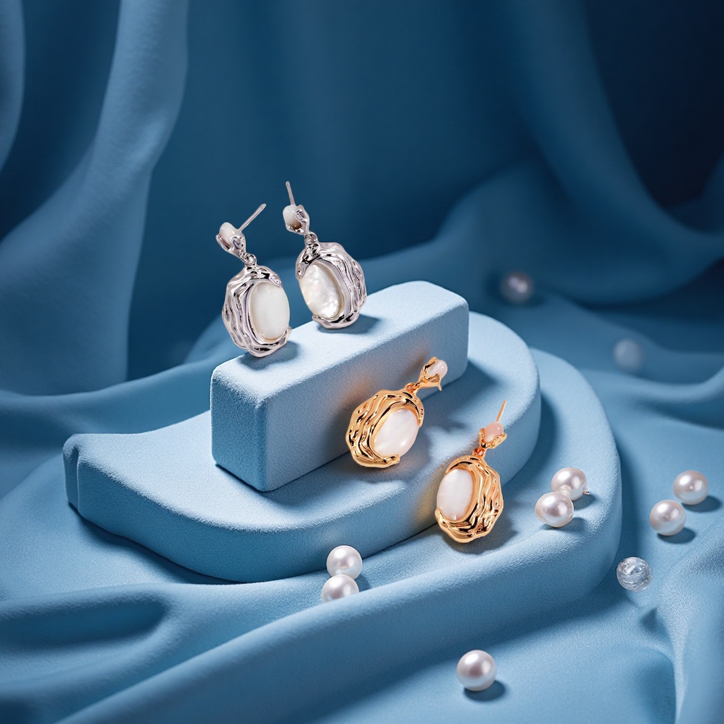 This evening's S925 sterling silver mother-of-pearl fashionable earrings feature a simple and elegant design