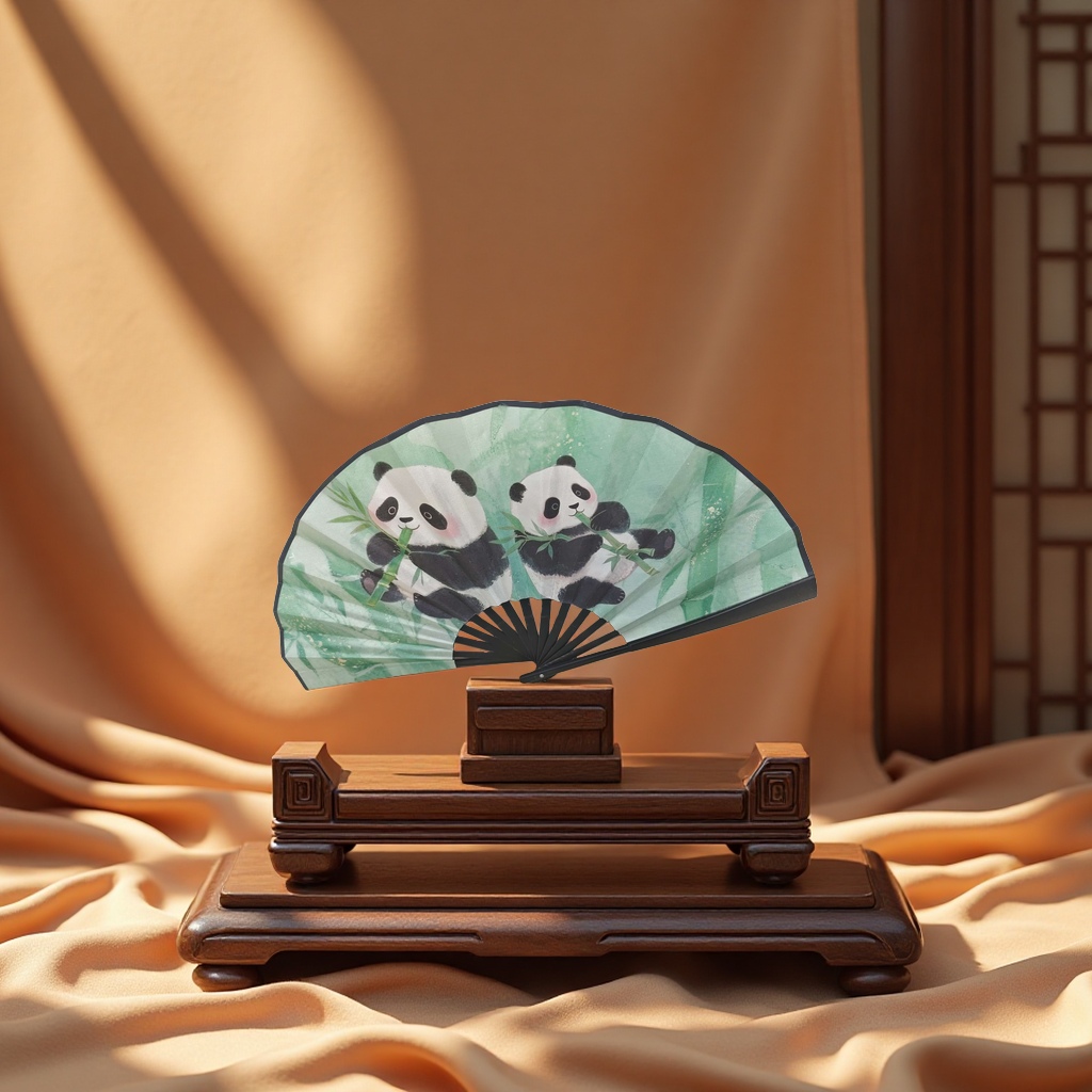 8寸绢布扇塑料柄细节图