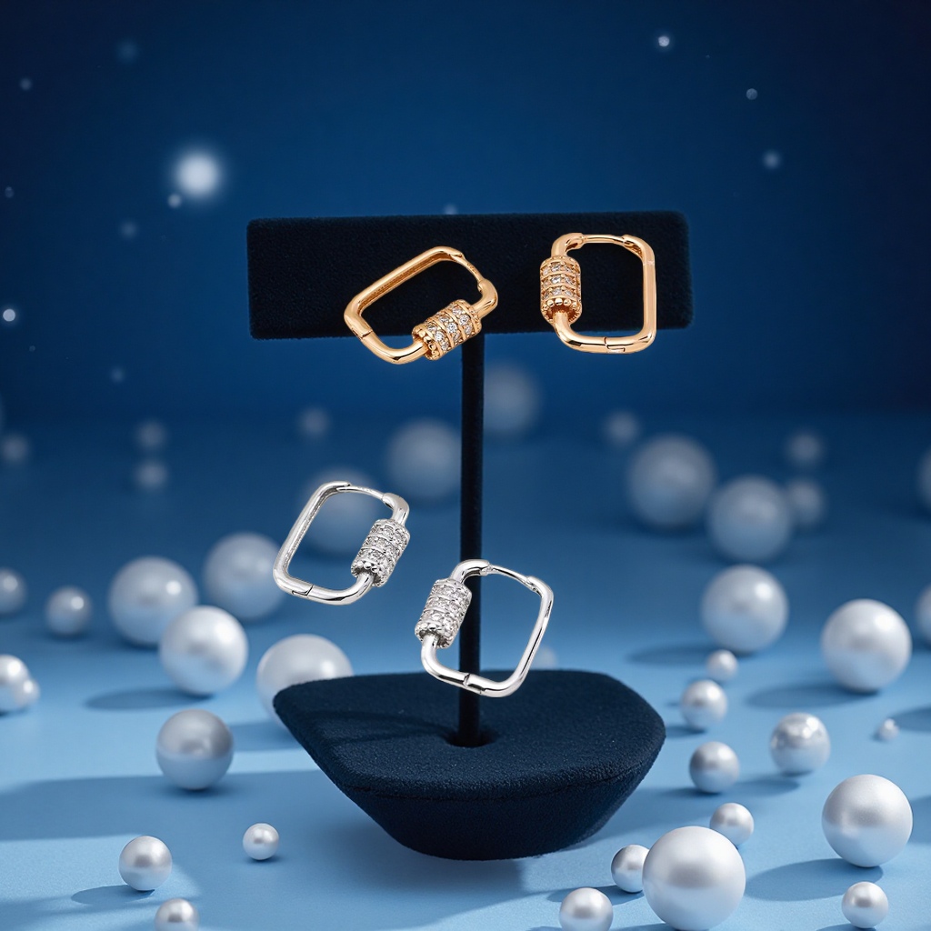 This evening's 925 sterling silver square ring earrings are simple, fashionable and versatile accessories for women