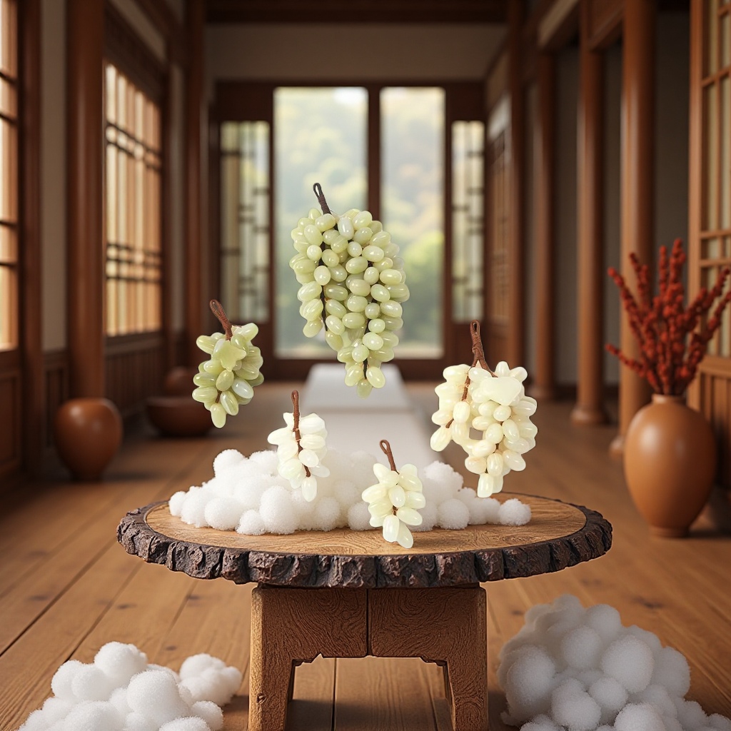 Natural jade grape ornaments, Afghan jade crystal raw stone home decoration handicrafts, model room wine cabinet pendants details Picture