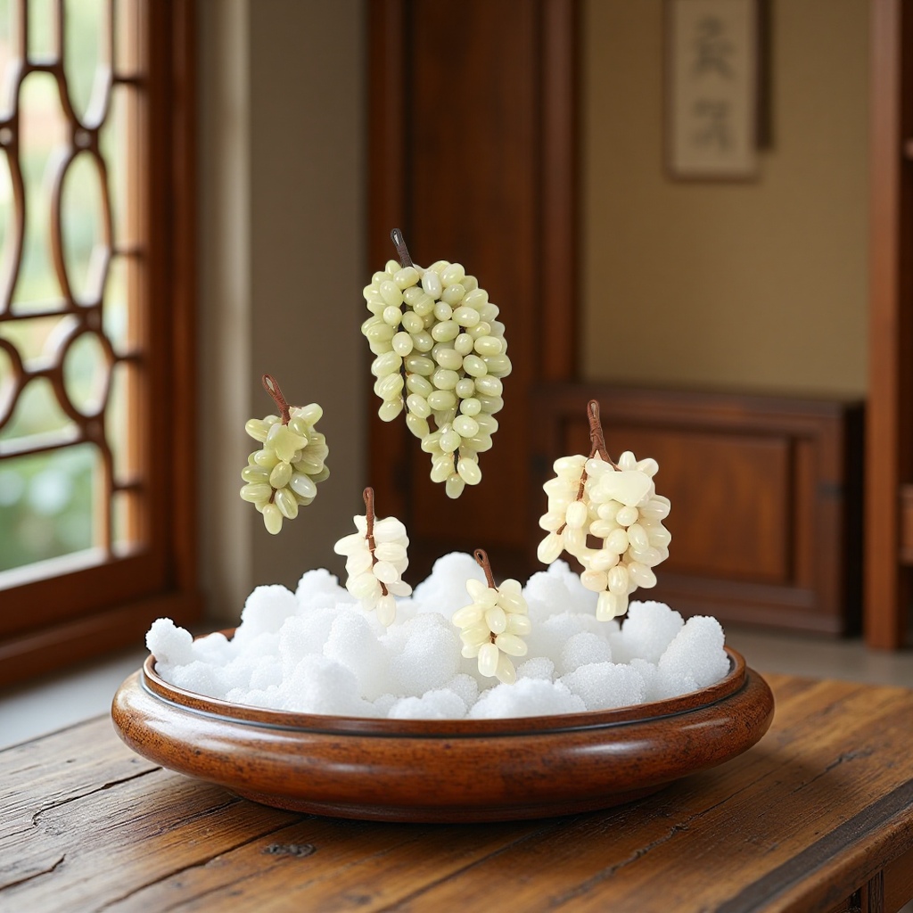 Natural jade grape ornaments, Afghan jade crystal raw stone home decoration handicrafts, model room wine cabinet pendants Application Scenario