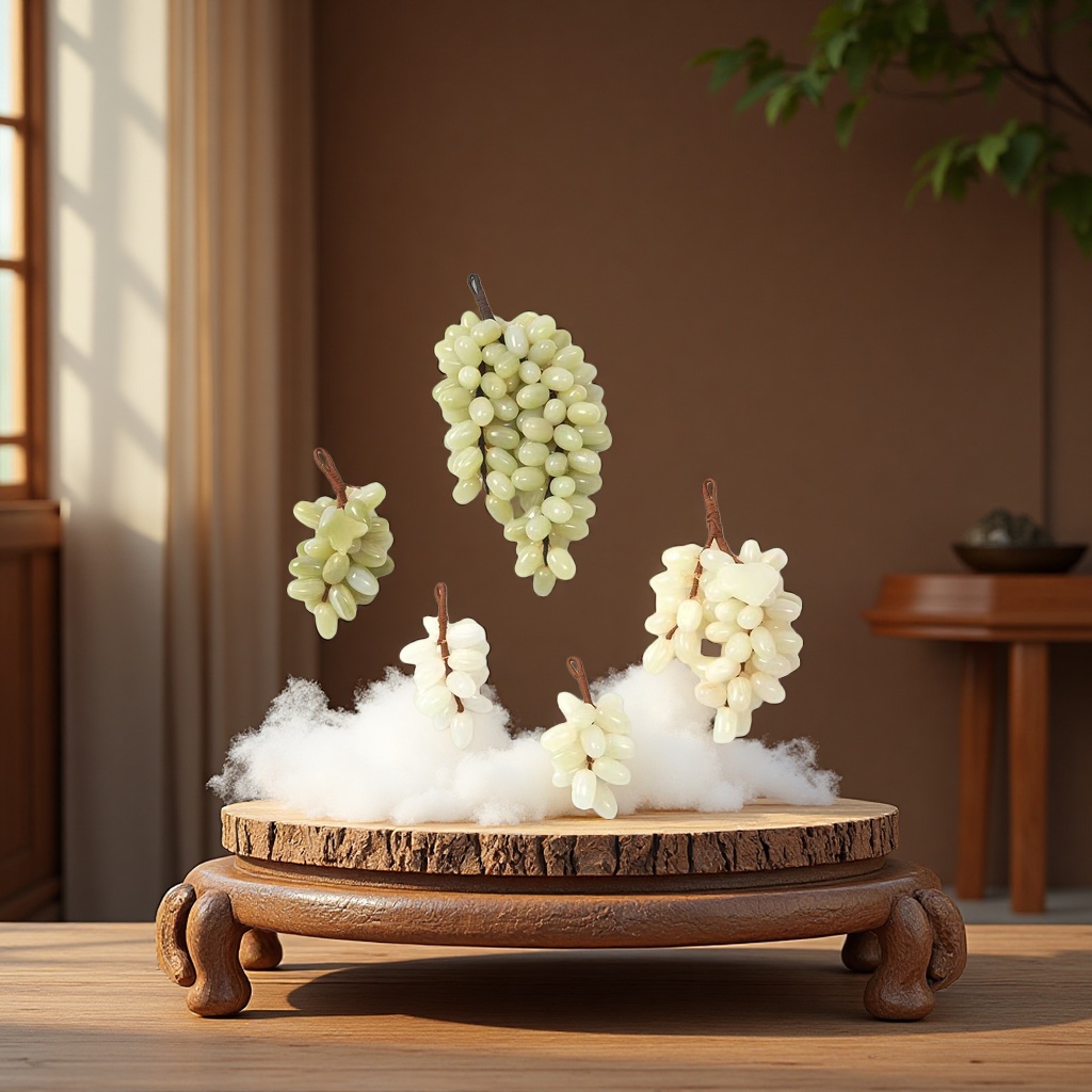Natural jade grape ornaments, Afghan jade crystal raw stone home decoration handicrafts, model room wine cabinet pendants Specification image