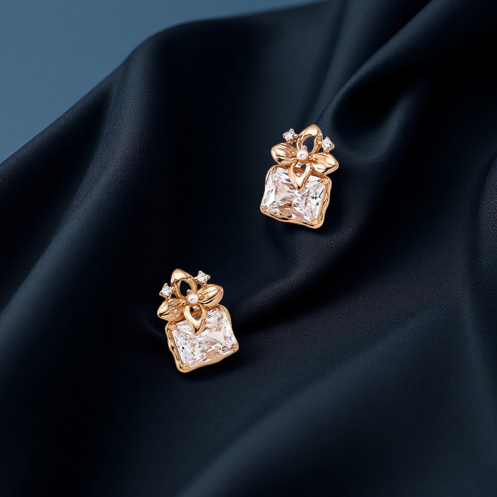 This evening's 925 sterling silver zircon exquisite stud earrings feature a fashionable, simple and niche design for women Application Scenario