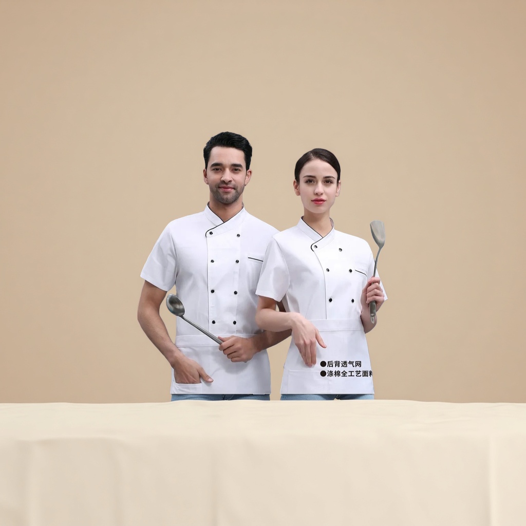 Chef's uniforms are oil-resistant, dirt-resistant, professional work clothes, breathable and comfortable. Both men's and women's styles are available Specification image