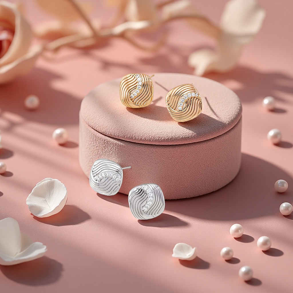 The 925 sterling silver stud earrings of this evening are exquisite, small, fashionable and simple Application Scenario