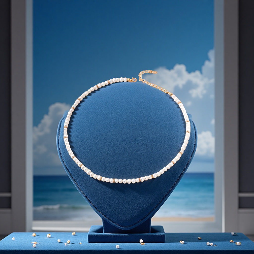 This evening, 925 sterling silver, freshwater pearl jewelry, 925 sterling silver necklace details Picture