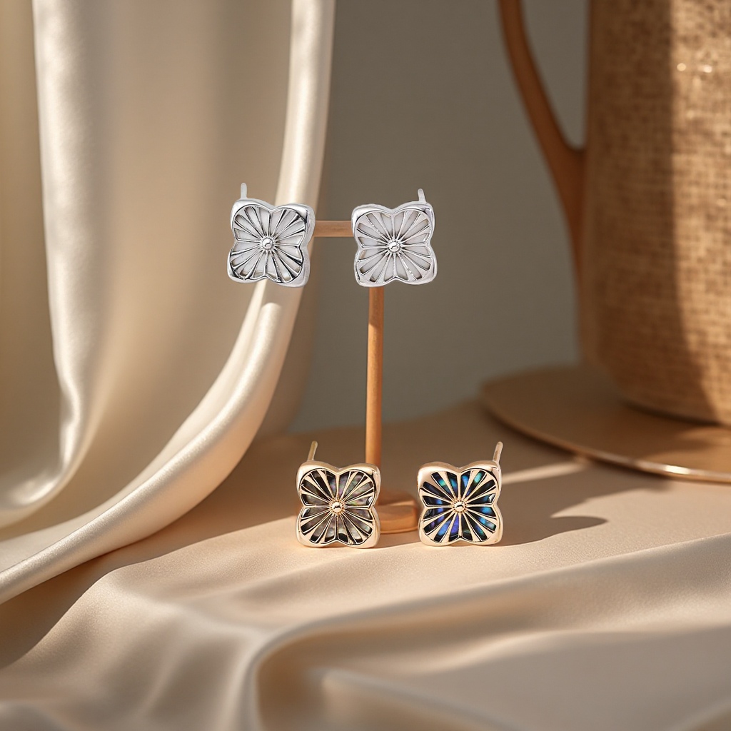 This evening's 925 sterling silver shell design earrings are fresh, natural and fashionable accessories Specification image
