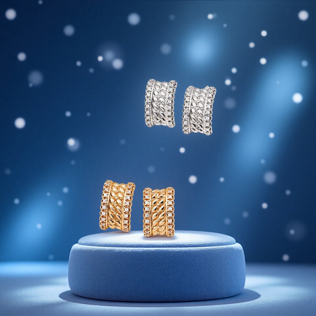 This evening's 925 sterling silver French zircon earrings are a light luxury, fashionable and simple women's accessory Specification image