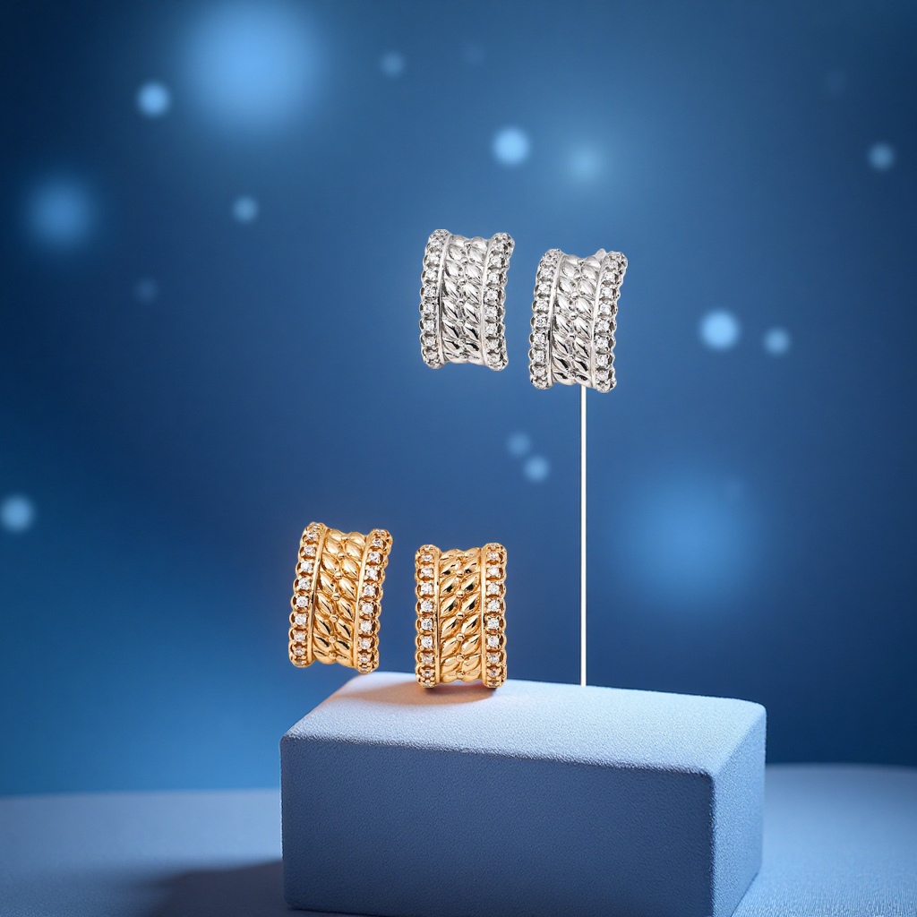 This evening's 925 sterling silver French zircon earrings are a light luxury, fashionable and simple women's accessory details Picture