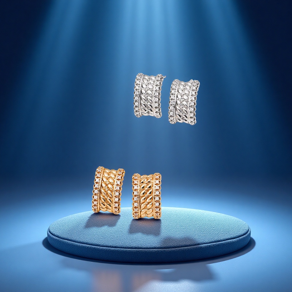 This evening's 925 sterling silver French zircon earrings are a light luxury, fashionable and simple women's accessory