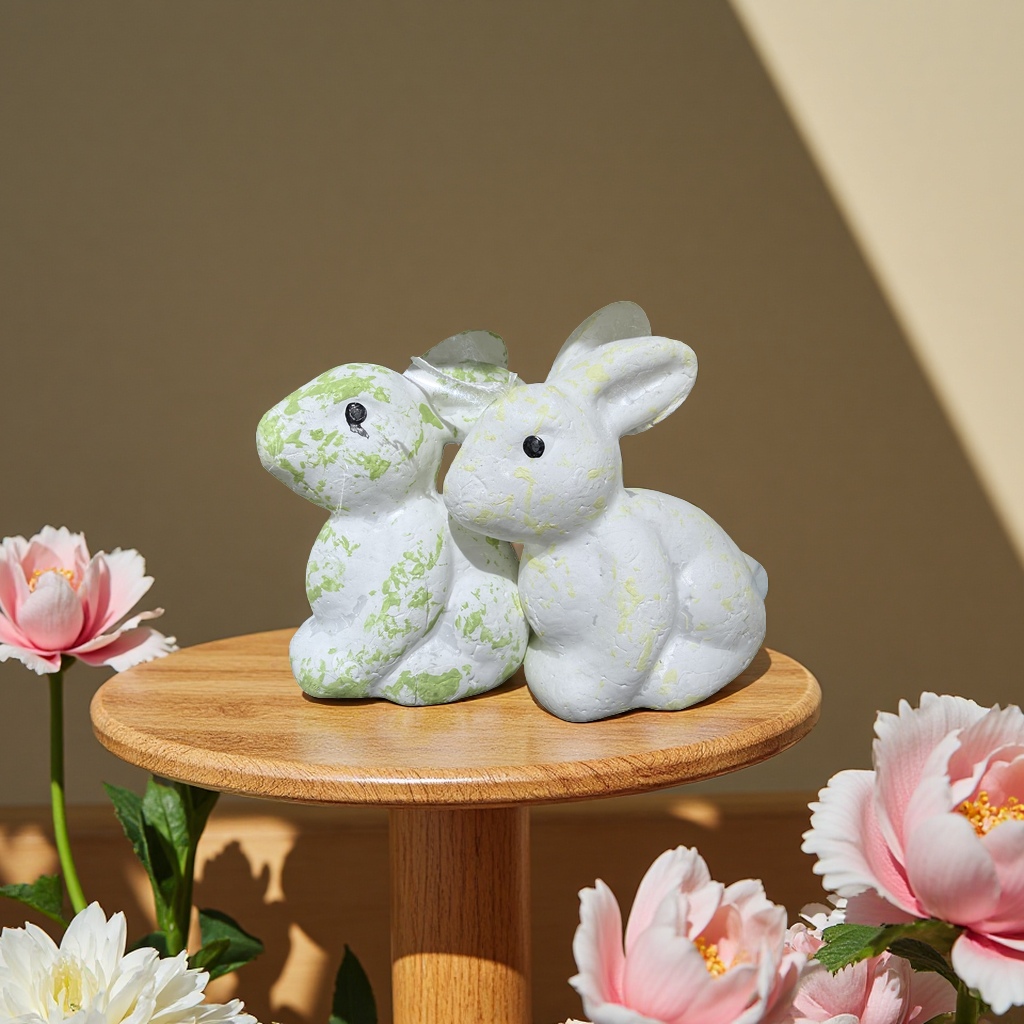 A pair of foam rabbit handicraft ornaments as living room decoration gifts for my girlfriend's birthday present Specification image