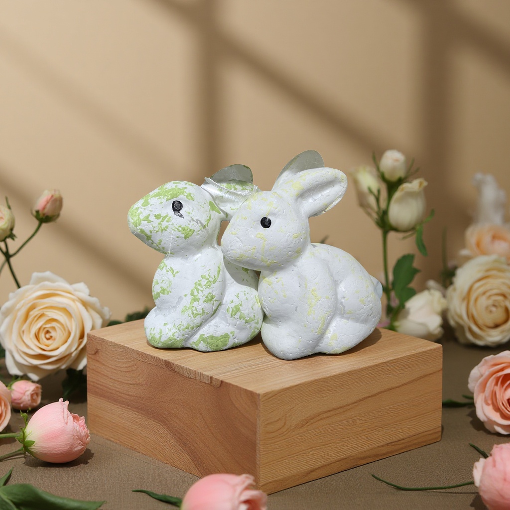 A pair of foam rabbit handicraft ornaments as living room decoration gifts for my girlfriend's birthday present details Picture