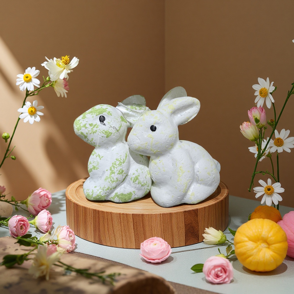 A pair of foam rabbit handicraft ornaments as living room decoration gifts for my girlfriend's birthday present Application Scenario