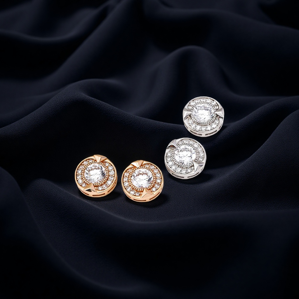 Pure silver zircon exquisite stud earrings with a fashionable and simple design for women Specification image