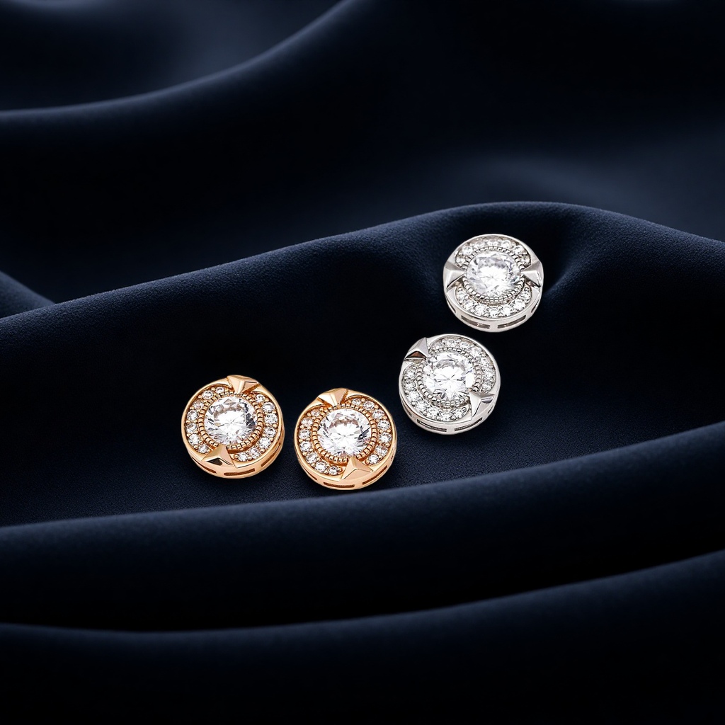 Pure silver zircon exquisite stud earrings with a fashionable and simple design for women details Picture