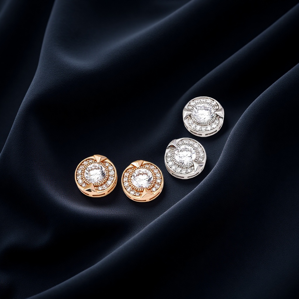 Pure silver zircon exquisite stud earrings with a fashionable and simple design for women