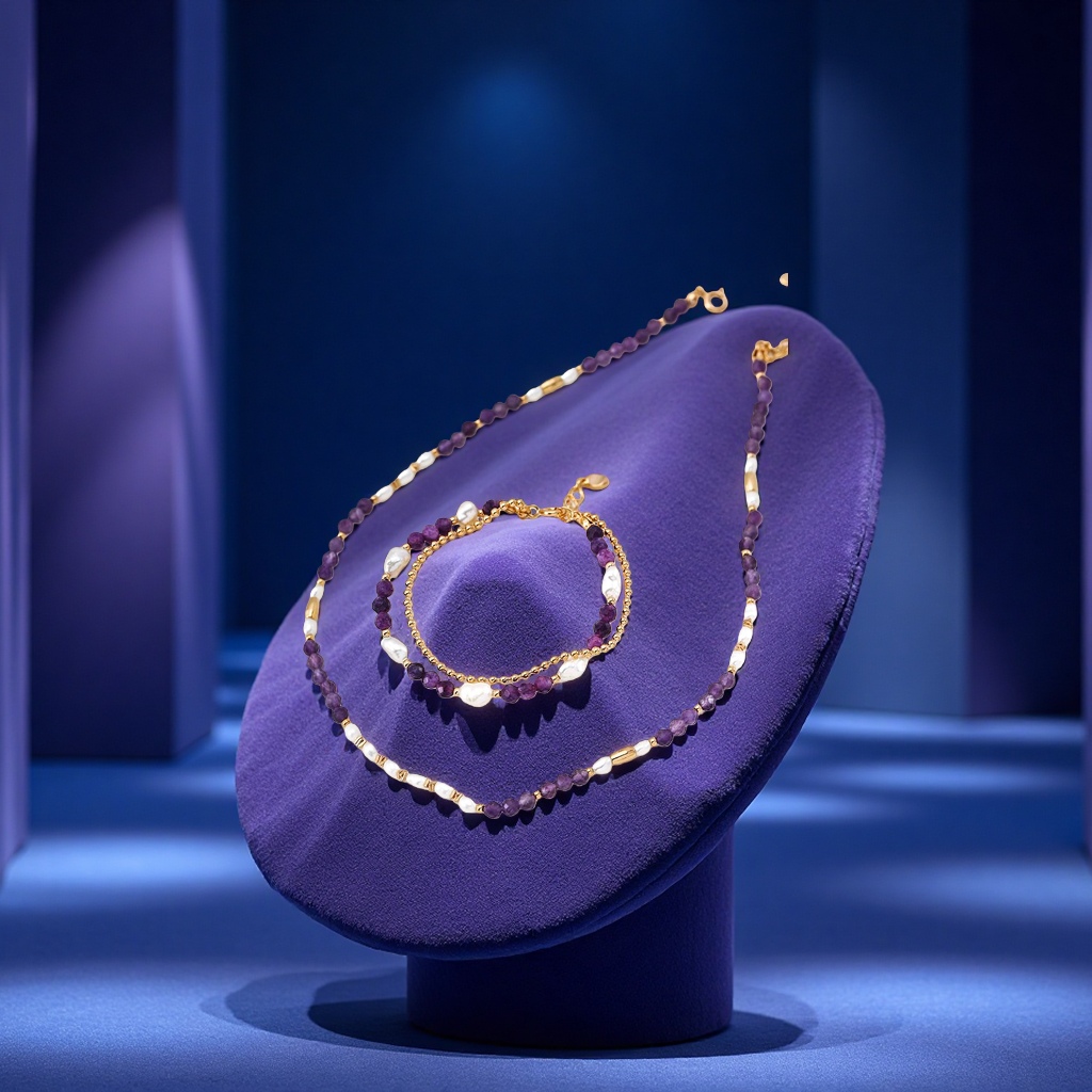 This evening's 925 sterling silver, natural pearl optimized amethyst bracelet