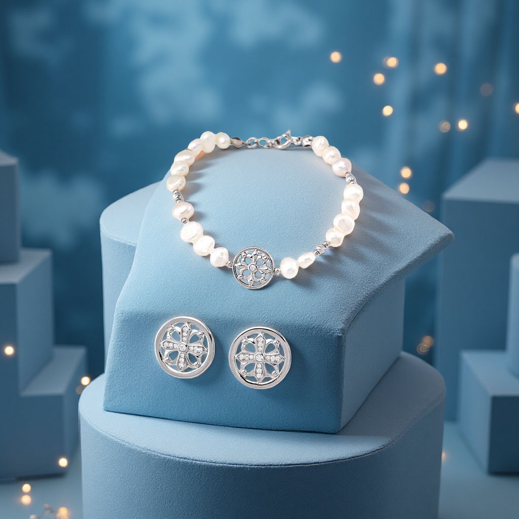 The white pearl bracelet is a fashionable pearl accessory with a simple and elegant design details Picture