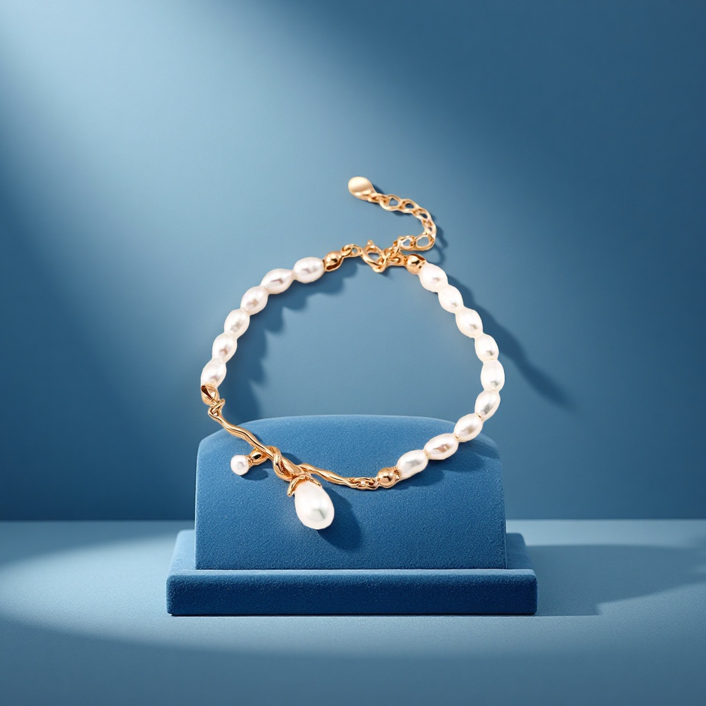 This evening's 925 sterling silver white pearl bracelet is a fashionable pearl accessory with a simple and elegant design sense. 170244587 Specification image