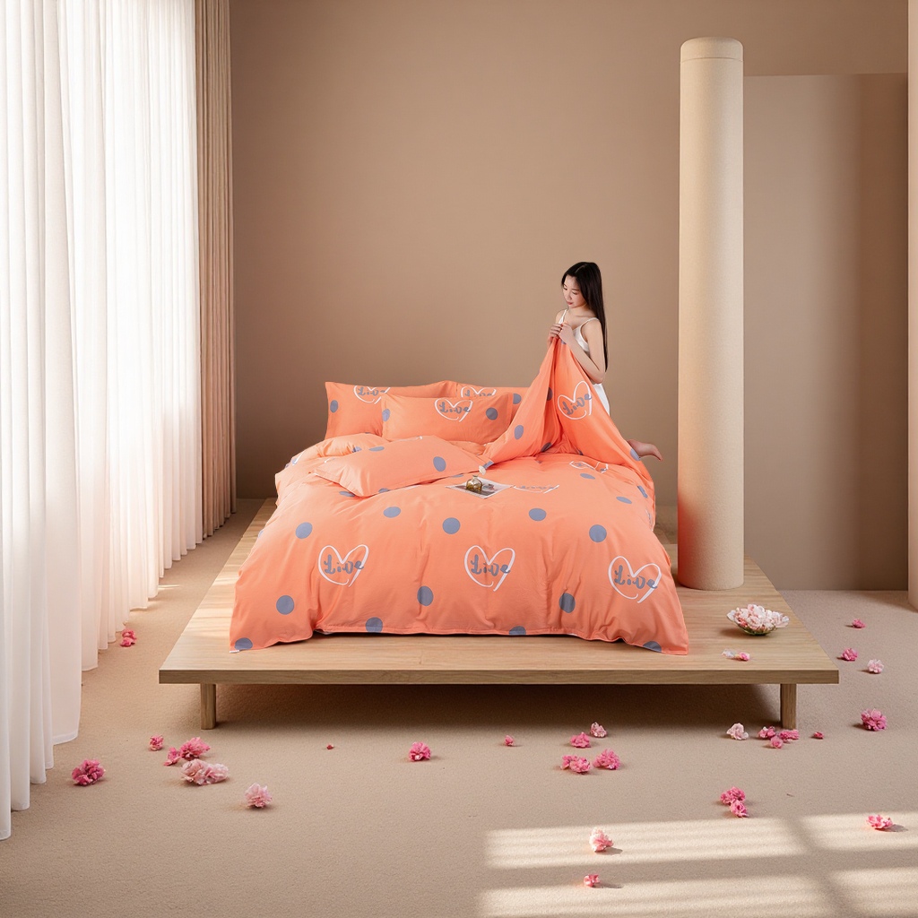 The pure cotton 60-piece duvet cover, four-piece set and bedding are fresh, breathable, soft and comfortable