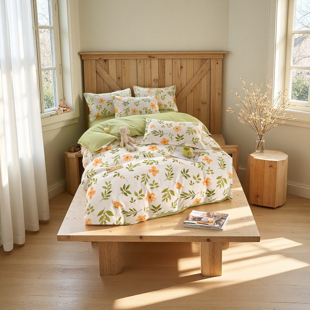 Class A pure cotton thickened brushed bed four-piece set, fresh and light, skin-friendly all-cotton bed sheets and duvet covers for sleeping naked, three pieces for the dormitory Application Scenario