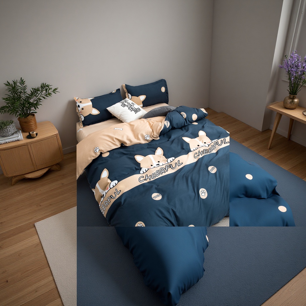 Four-piece set of brushed bed sheets and duvet covers, bedding, student dormitory single three-piece set of three duvet covers, not all-cotton, pure cotton Application Scenario