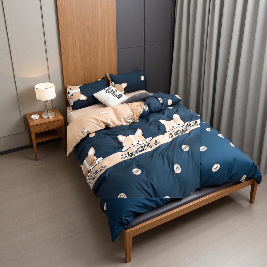 Four-piece set of brushed bed sheets and duvet covers, bedding, student dormitory single three-piece set of three duvet covers, not all-cotton, pure cotton details Picture