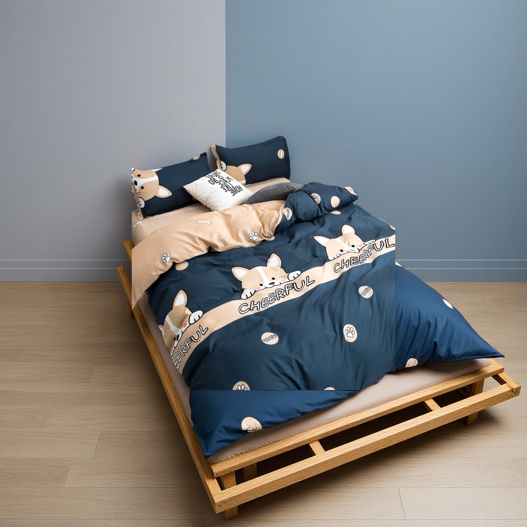 Four-piece set of brushed bed sheets and duvet covers, bedding, student dormitory single three-piece set of three duvet covers, not all-cotton, pure cotton Specification image