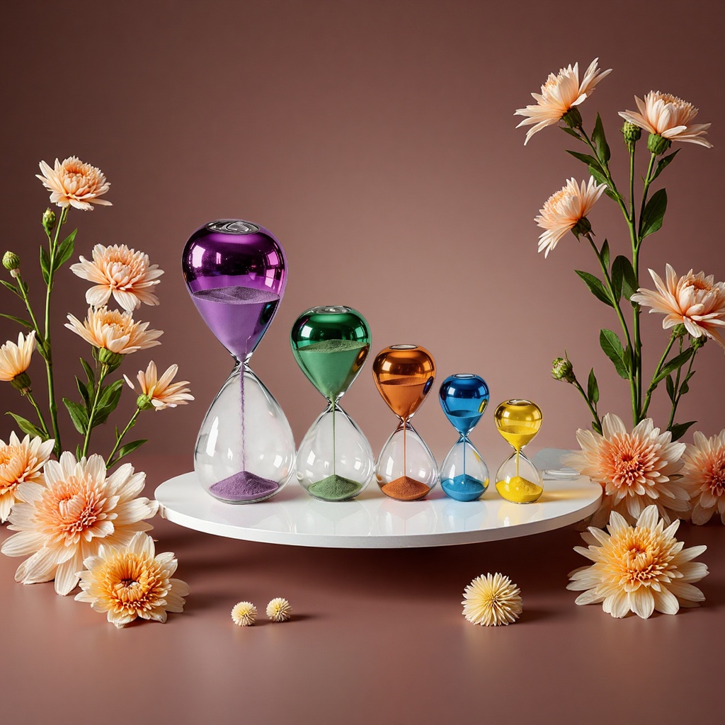 Colorful hourglass, time passage decorative item, tabletop decorative item, home decoration details Picture