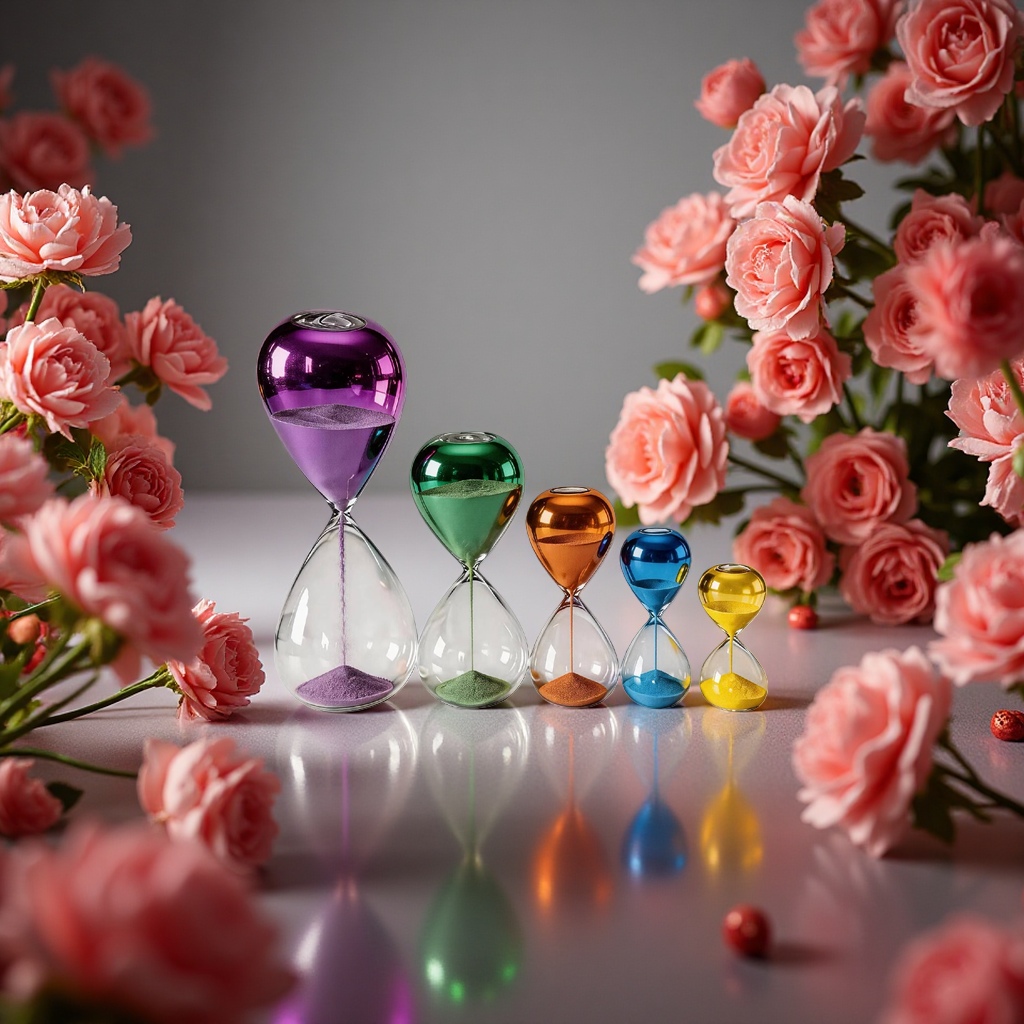 Colorful hourglass, time passage decorative item, tabletop decorative item, home decoration Application Scenario