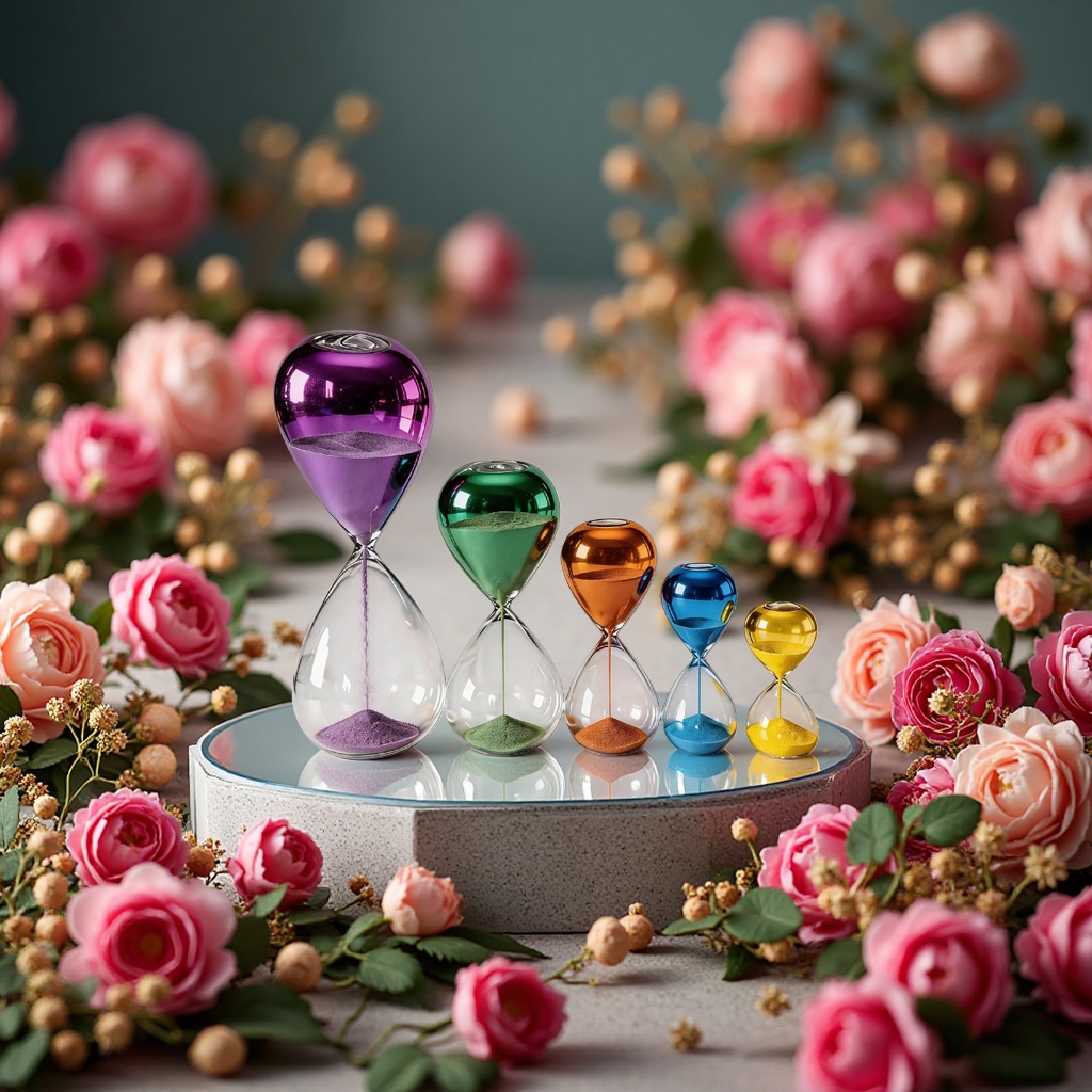 Colorful hourglass, time passage decorative item, tabletop decorative item, home decoration Specification image