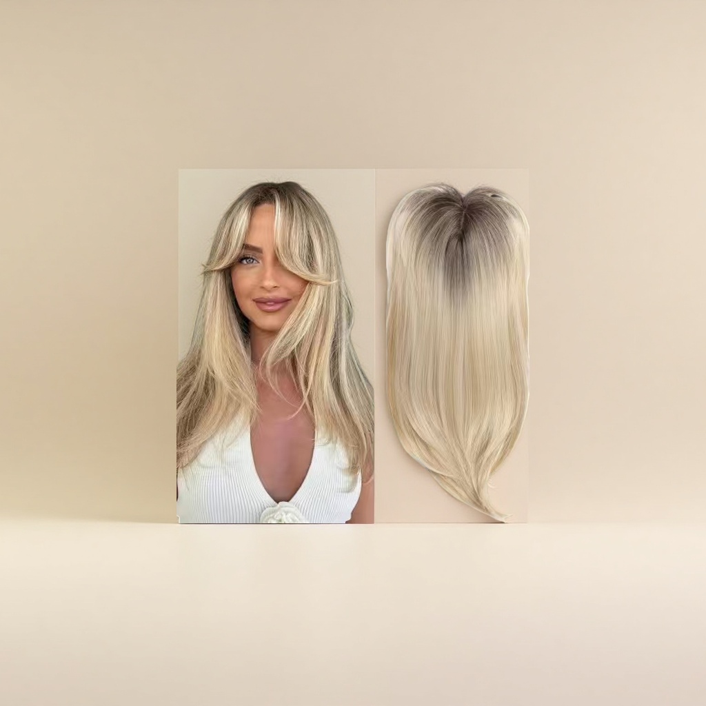 Real human hair women's wig pieces detachable long hair natural black hair cover Women's hair pieces details Picture