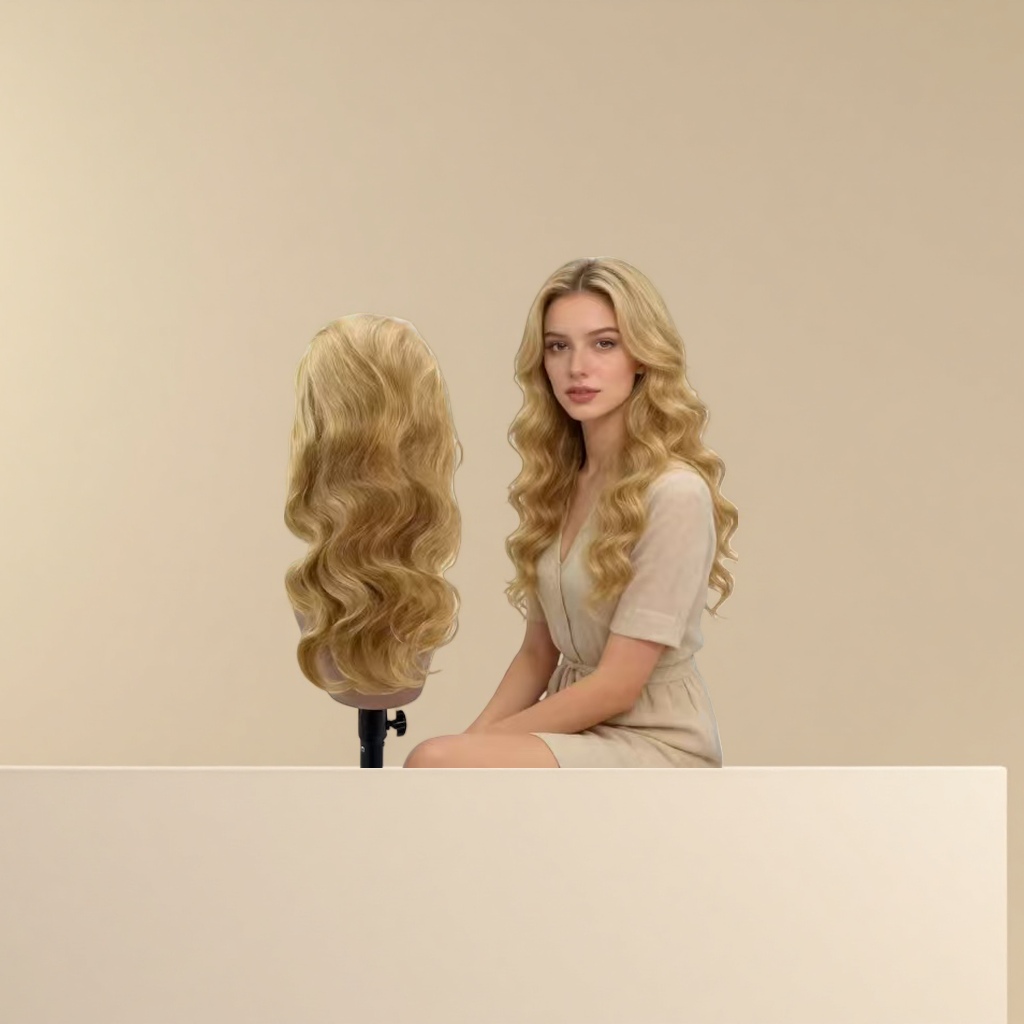 A wig for women with long black hair and natural black hair details Picture
