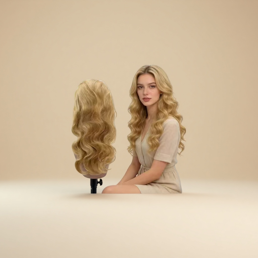A wig for women with long black hair and natural black hair