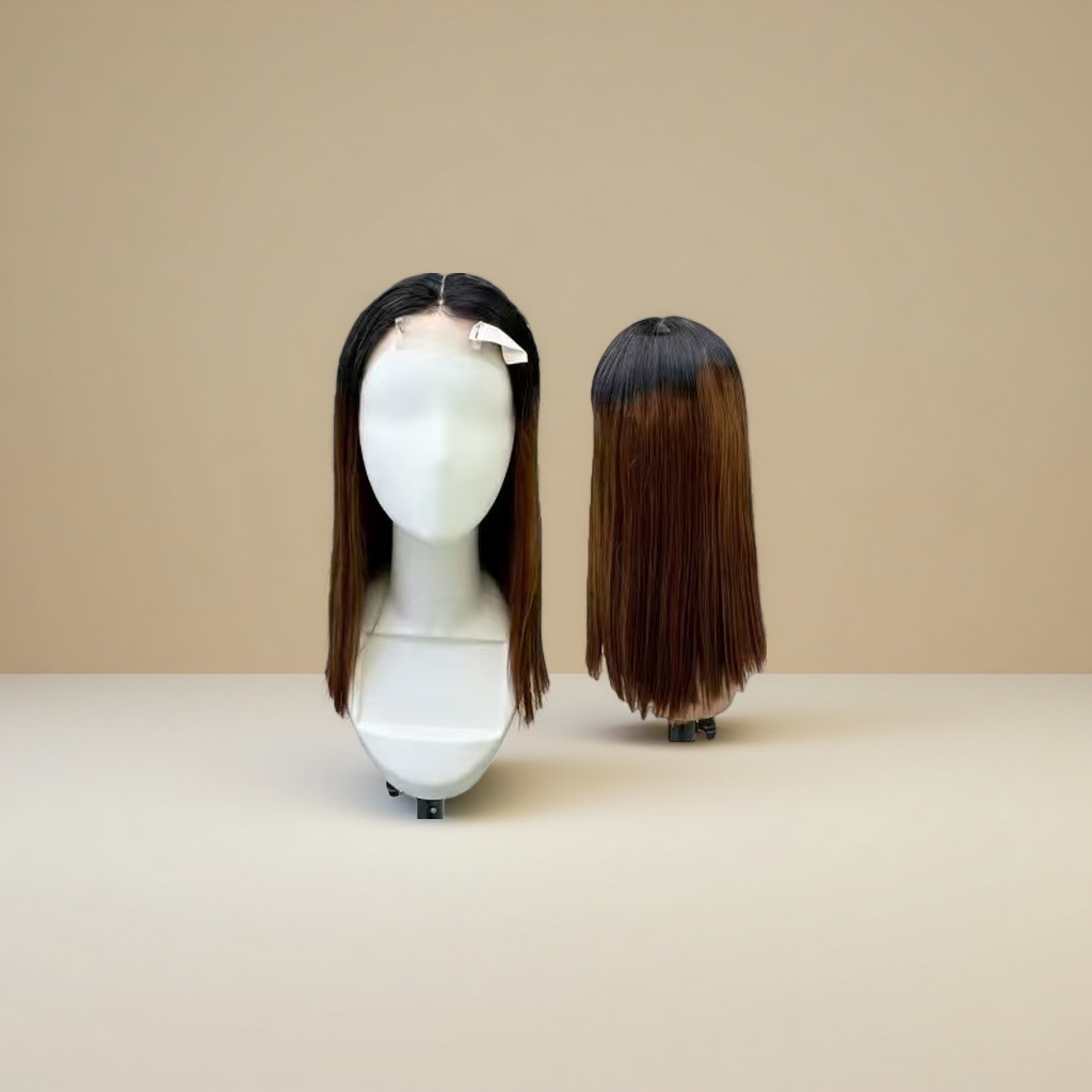 Real human hair, mid-length European and American wig, Genshin Impact style, natural and smooth, can be permed or dyed details Picture
