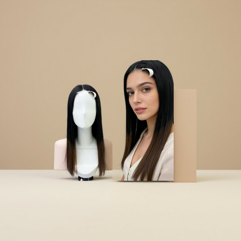 Real human wig, real hair for women, medium length, European and American style, the same natural hairstyle as Genshin Impact, adjustable hair cover