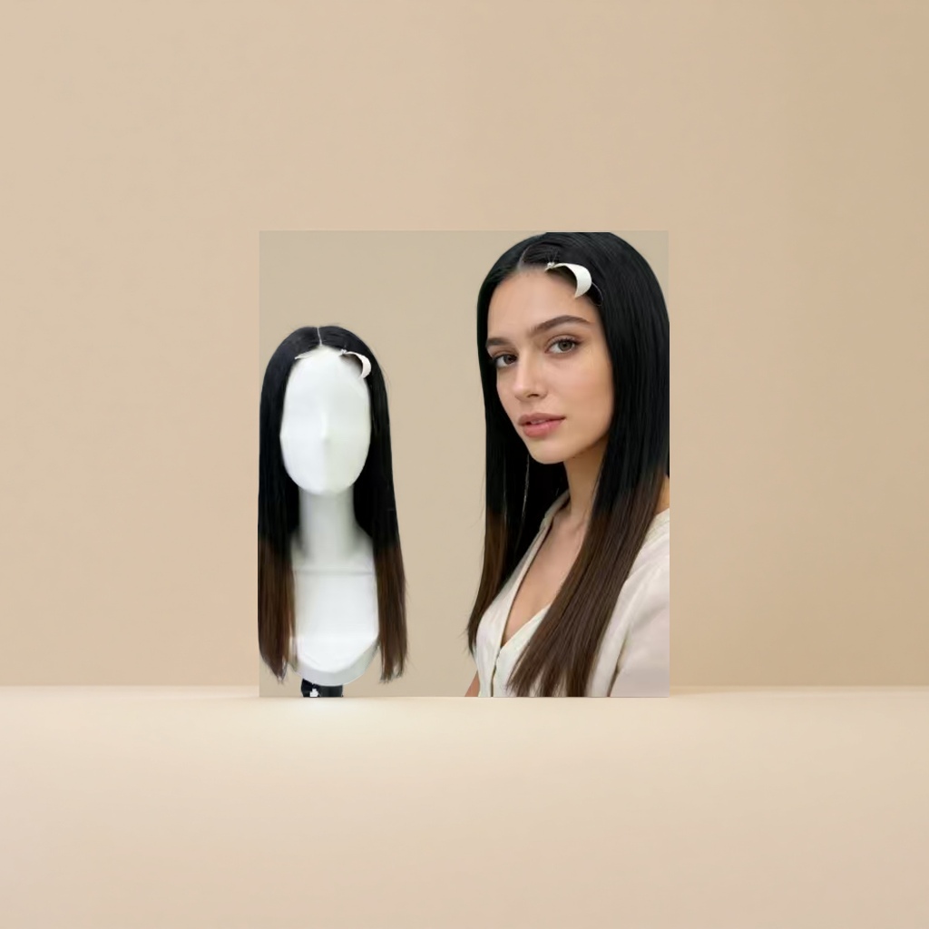 Real human wig, real hair for women, medium length, European and American style, the same natural hairstyle as Genshin Impact, adjustable hair cover details Picture