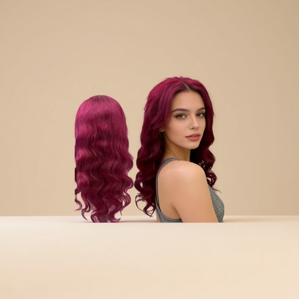 Real human hair, mid-length European and American wig for female Genshin Impact, natural, comfortable and breathable details Picture